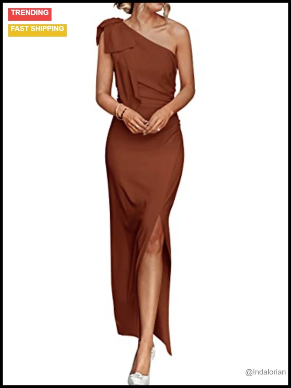 One Shoulder Maxi Dress Sleeveless Bodycon High Slit Formal Cocktail Party